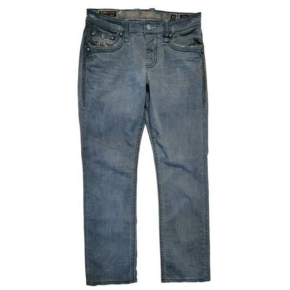 Rock Revival Mens Jeans Size 33 Penn Straight Gray - Picture 1 of 3